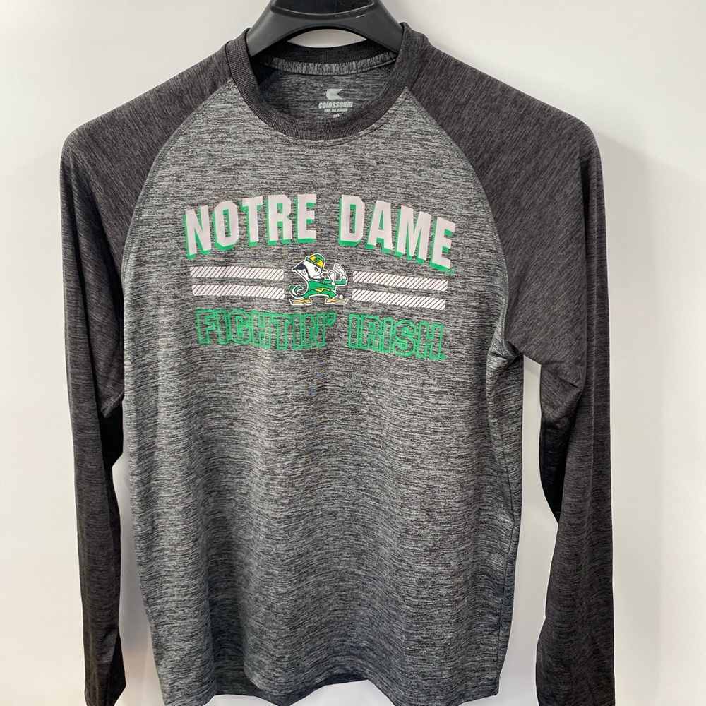 Notre Dame Long-Sleeve Raglan Tee - Gray/Charcoal